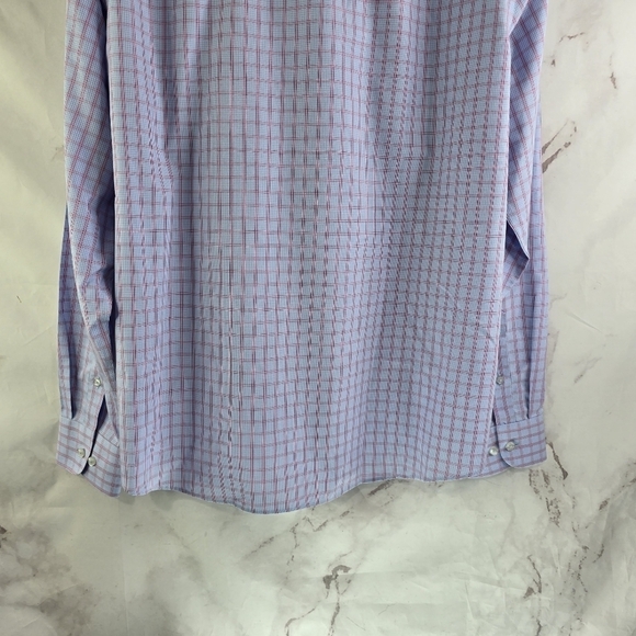 Untuckit Shirt Mens XXL 2XL Blue Plaid Button Up Arrigoni Wrinkle Free Slim Fit - Picture 7 of 15